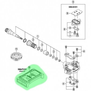 Platforma/atšvaitai pedalams Shimano SM-PD22 1
